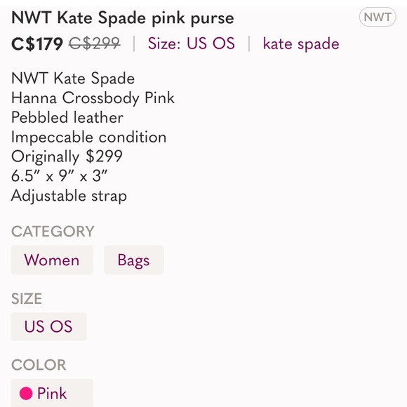 NWT Kate Spade pink purse - Picture 11 of 12